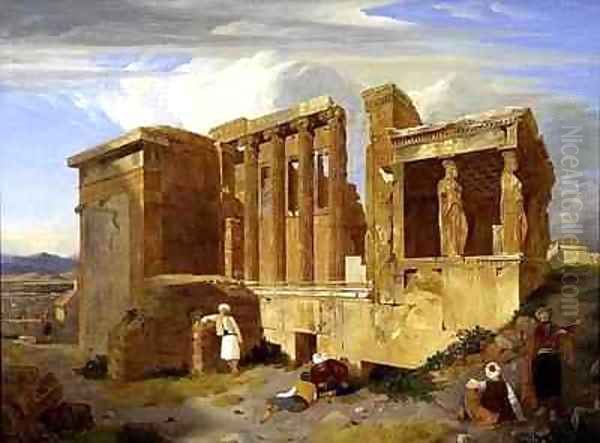 The Erechtheum Athens with Figures in the Foreground Oil Painting by Sir Charles Lock Eastlake