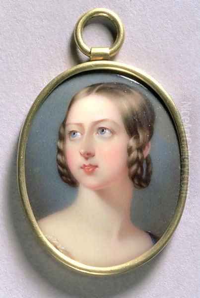 Portrait Miniature of Queen Victoria 1819-1901 Oil Painting by William Essex