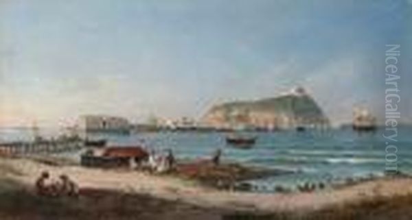 Pescatori Sulla Spiaggia Con Nisida Sullo Sfondo Oil Painting by Giovanni Serritelli