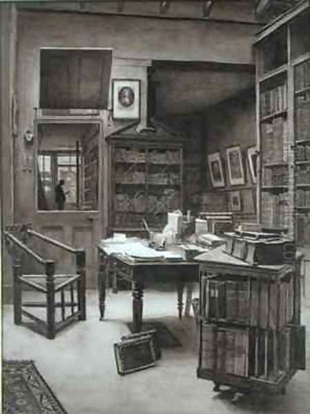 The Interior of a Bookshop Oil Painting by Arthur Ellis