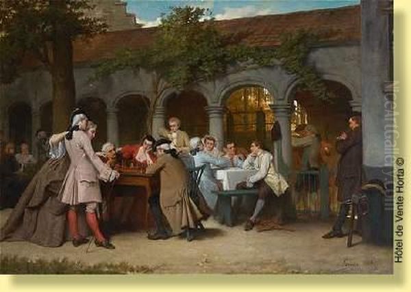 L'apres-midi Festive Oil Painting by Auguste Serrure