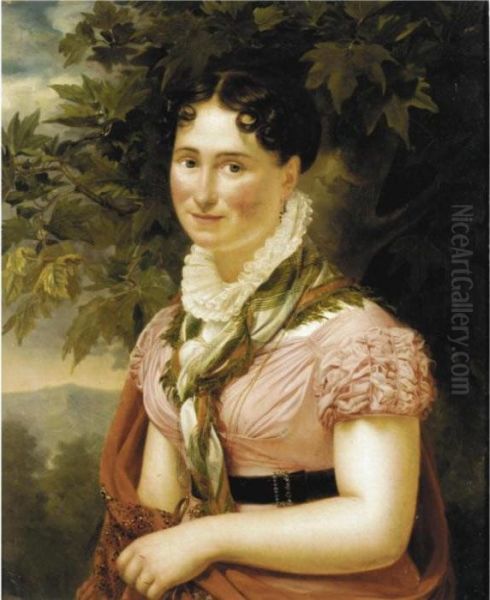 Portrait Of A Lady Oil Painting by Auguste Serrure