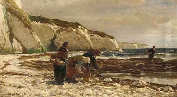 Mussel gatherers Oil Painting by Edwin Ellis