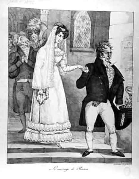 The Marriage of Convenience Oil Painting by Gottfried or Godefroy Engelmann