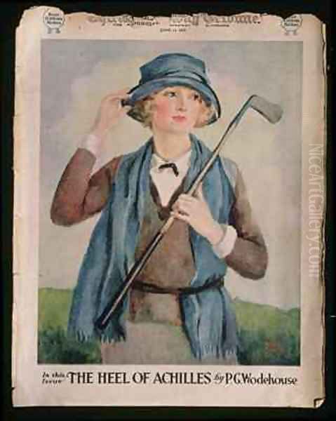 Portrait of a woman golfer cover of The Chicago Tribune Oil Painting by Maude Martin Ellis