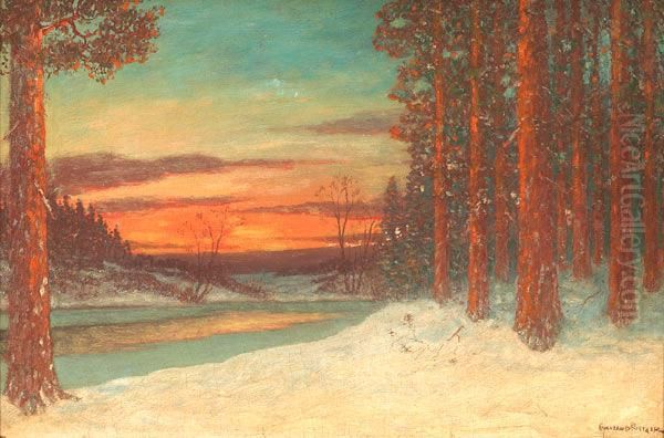 Winter Glow Oil Painting by Gulbrand Sether