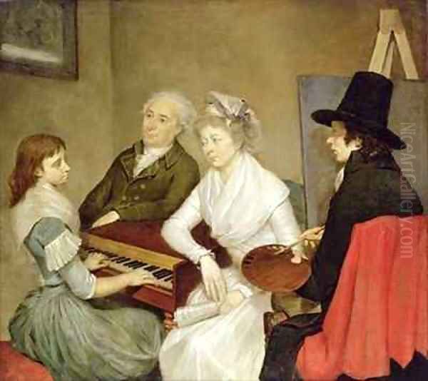 Self Portrait with Family Oil Painting by Georg Ludwig Eckhardt