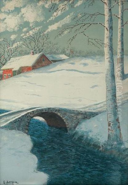 Snowy Landscape Oil Painting by Gulbrand Sether