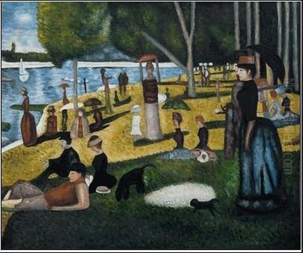 Sunday Afternoon On The Island Of La Grande Jatte Oil Painting by Georges Seurat