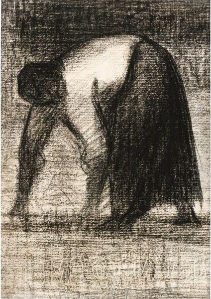 Paysanne Les Mains Au Sol Oil Painting by Georges Seurat