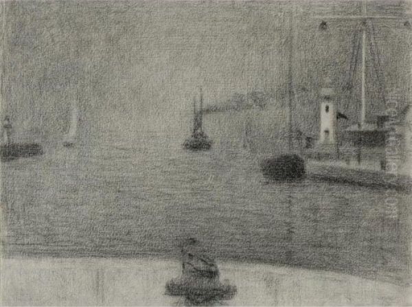 Le Port De Honfleur Oil Painting by Georges Seurat