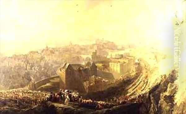 The Entry of George IV into Edinburgh from the Carlton Hill Oil Painting by John Wilson Ewbank