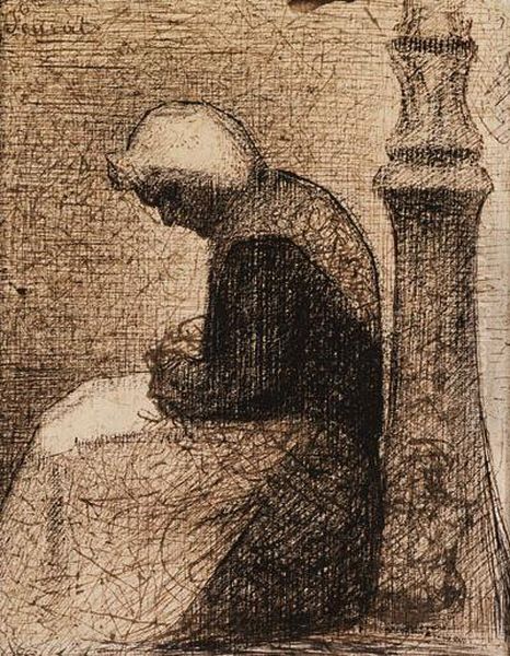 Assise Prs D'un Rverbre (woman Seated Near A Streetlamp) Oil Painting by Georges Seurat