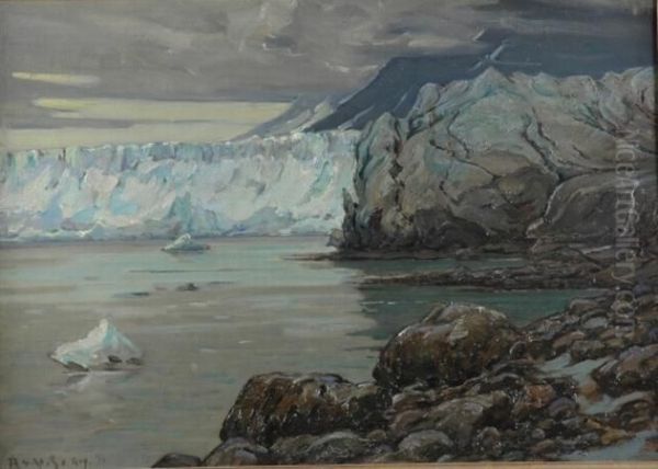 Childs Glacier From The North, Cordova, Alaska Oil Painting by Robert Sewell Van Vorst