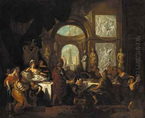 The Banquet of Cleopatra Oil Painting by Ottmar, the Younger Elliger