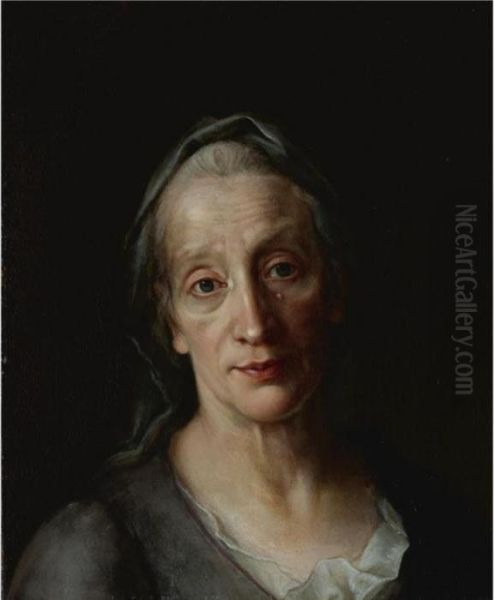 Portrait Of A Woman, Head And Shoulders Oil Painting by Christian Seybold