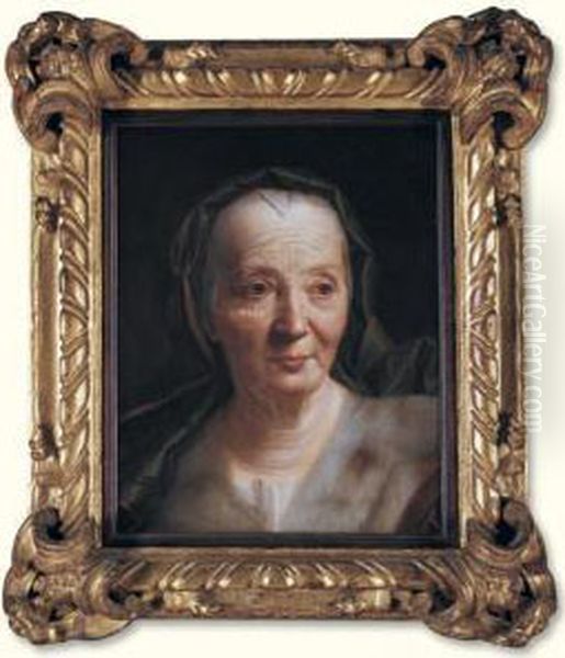 A Portrait Of A Elderly Lady Oil Painting by Christian Seybold