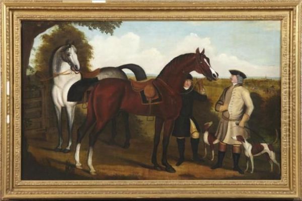 Nobleman, His Groom With Horses Oil Painting by James Seymour