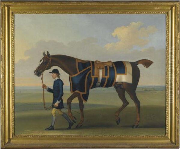 Portrait Of The Racehorse Sedbury, With A Groom Oil Painting by James Seymour