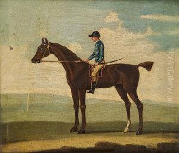 Racehorse In A Landscape With Jockey Up Oil Painting by James Seymour