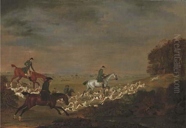 Going To Cover: Sir William Jolliffe With His Hounds Riding Towards A Covert Oil Painting by James Seymour