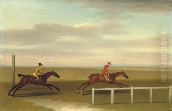 Two Race Horses In A Match Oil Painting by James Seymour