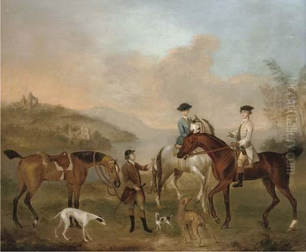 A Coursing Party In A Landscape Oil Painting by James Seymour