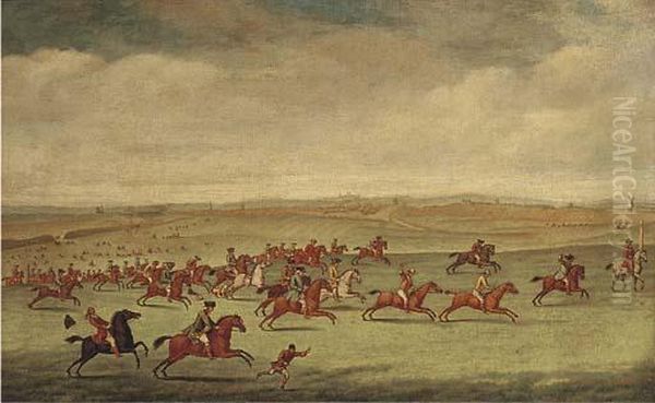 The First Race Run On Newmarket Heath Oil Painting by James Seymour