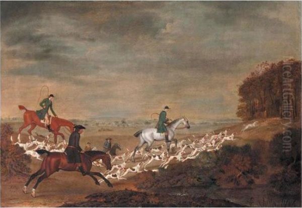 Going To Cover: Sir William Jolliffe With His Hounds Ridings Towards A Covert Oil Painting by James Seymour