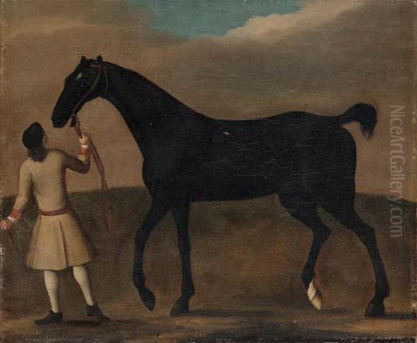 A Racehorse Held By A Groom Oil Painting by James Seymour