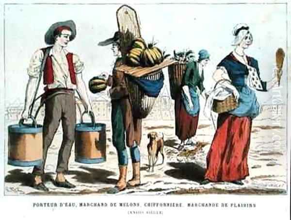 Water Carrier Melon Seller Rag and Bone Woman and Confectionery Seller in the Eighteenth Century Oil Painting by Eriz