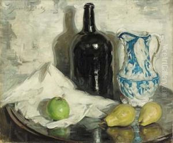 Still Life With Pears, Apple And Jug by William Somerville Shanks