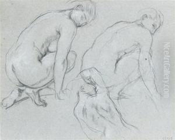 Studies Of A Nude Figure Oil Painting by Charles Haslewood Shannon