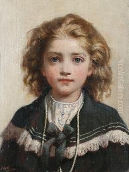 Portrait Of A Young Boy In A 
Sailor Suit; Portrait Of A Young Girl Wearing A Red Dress And Head Band Oil Painting by James Jebusa Shannon