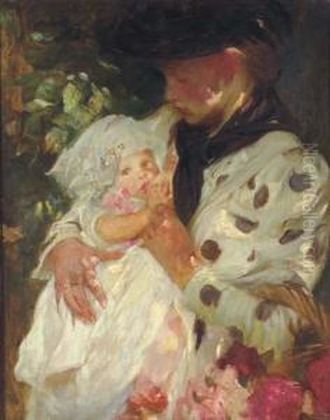 The Flower Girl Oil Painting by James Jebusa Shannon