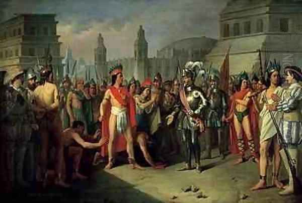 The Imprisonment of Guatimocin by the Troops of Hernan Cortes Oil Painting by Carlos Maria Esquivel