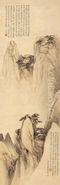 Huangshan Mountain Oil Painting by Zhang Shanzi