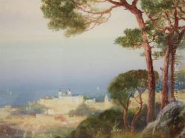 Monte Carlo And Monaco From Beausoleil Oil Painting by John Shapland