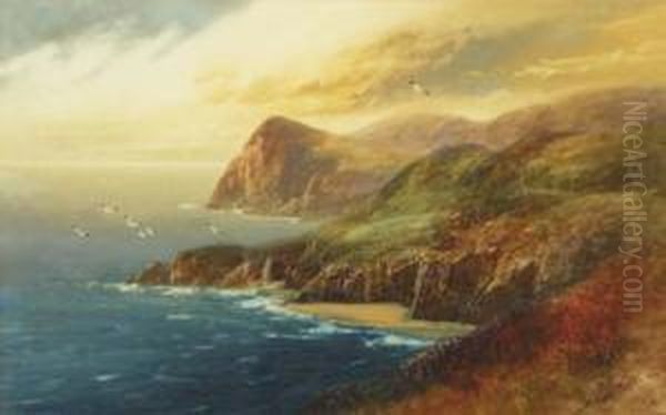 Woody Bay Looking Towards Lynton Oil Painting by John Shapland