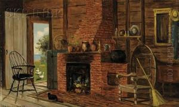 Old Kitchen In Scituate Mass Oil Painting by Frank Henry Shapleigh