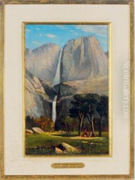 Yosemite Valley, Double Water Falls Oil Painting by Frank Henry Shapleigh