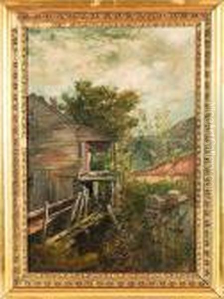 O/c Jackson Nh Mill Oil Painting by Frank Henry Shapleigh