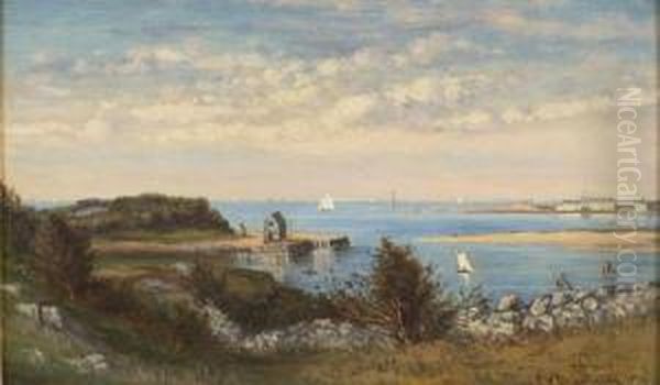 Cohasset Harbor Fromkent's Rock Oil Painting by Frank Henry Shapleigh