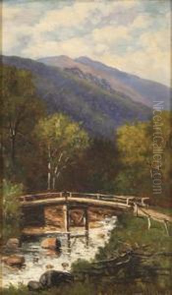 Bridge Over Ellisriver And Mt. Washington Oil Painting by Frank Henry Shapleigh