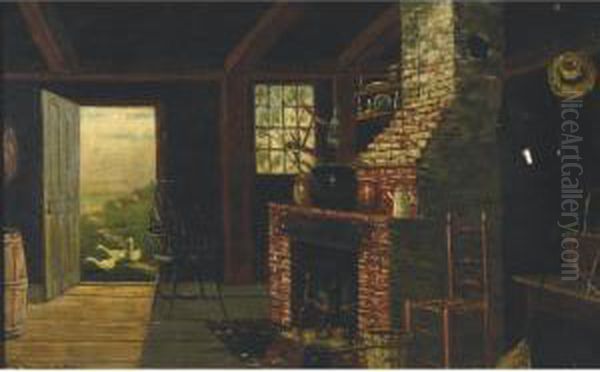 Old Kitchen In Kennebunkport, Me Oil Painting by Frank Henry Shapleigh