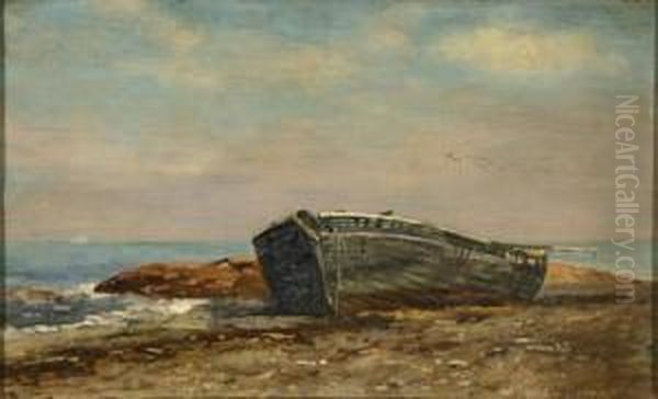 Old Wreck, Pleasant Beach, Cohasset Oil Painting by Frank Henry Shapleigh