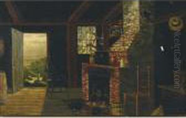 Old Kitchen In Kennebunkport, Me Oil Painting by Frank Henry Shapleigh