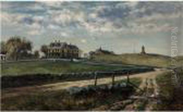 Home Of Silas Pierce In Scituate, Ma Oil Painting by Frank Henry Shapleigh