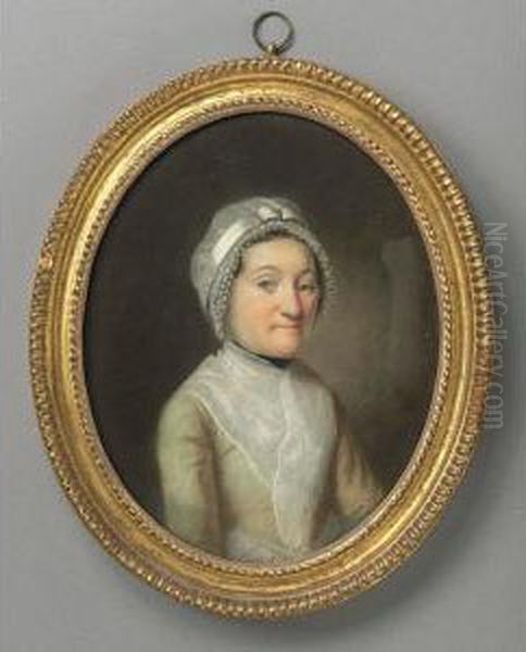 Portrait Of A Woman In A White Lace Cap: Miss Davis Oil Painting by James Sharples