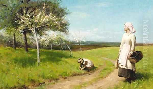 Springtime Oil Painting by Alfred Edward Emslie